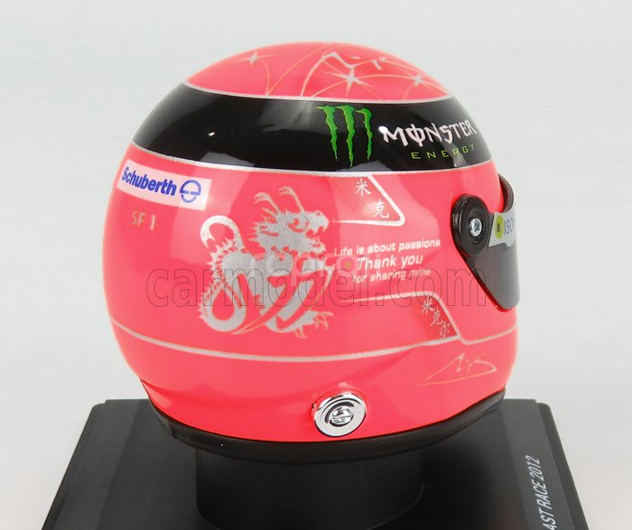 Mini helmet Schuberth helmet F1  Casco Helmet Mgpw03 Team Petronas Mercedes Amg N 7 25 November Gp Brazil 2012 Last Race Michael Schumacher 1:4 Red Fluo Black