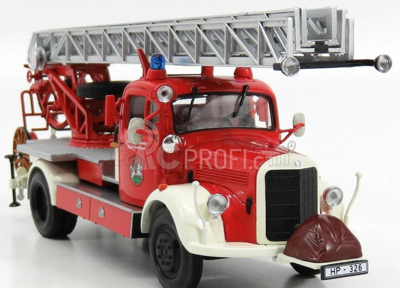 Minichamps Mercedes benz L3500 Dl17 Truck Scala Feuerwehr Bensheim 1950 1:43 Červená Stříbrná