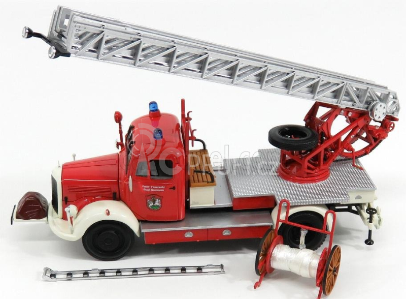 Minichamps Mercedes benz L3500 Dl17 Truck Scala Feuerwehr Bensheim 1950 1:43 Červená Stříbrná