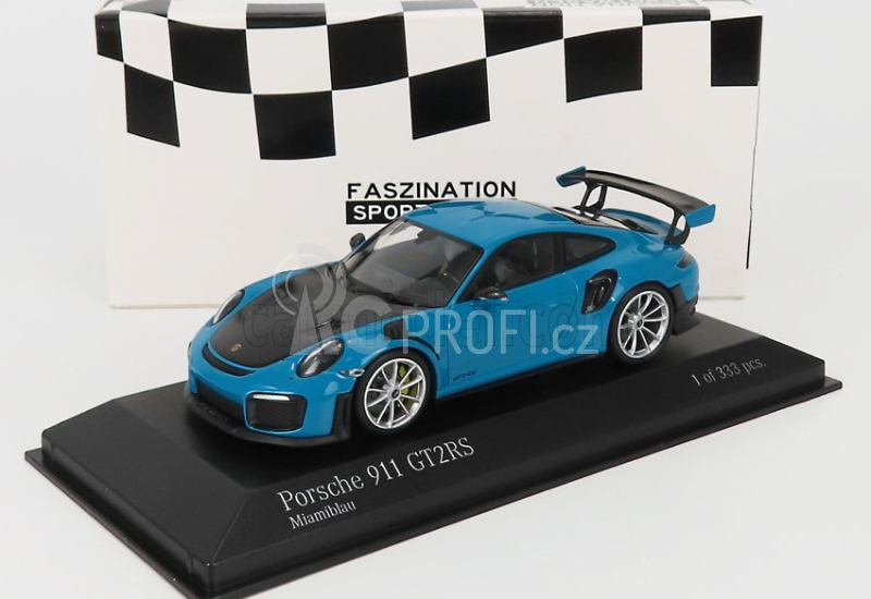 Minichamps Porsche 911 991-2 Gt2 Rs Coupe 2018 - Silver Rims 1:43 Miami Blue