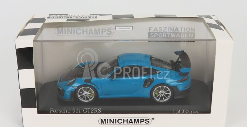 Minichamps Porsche 911 991-2 Gt2 Rs Coupe 2018 - Silver Rims 1:43 Miami Blue