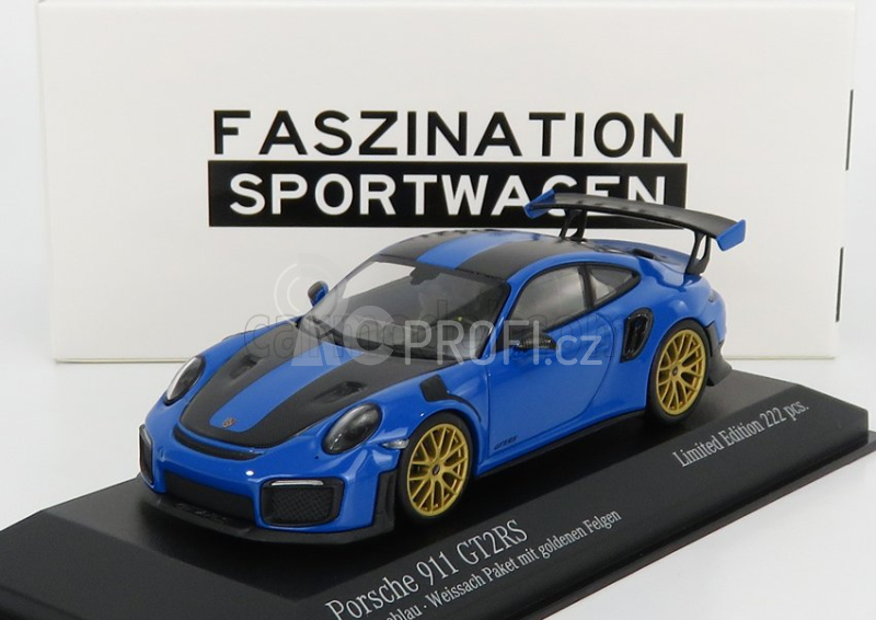 Minichamps Porsche 911 991-2 Gt2 Rs Weissach Package Coupe 2018 1:43 Voodoo Modrá Černá