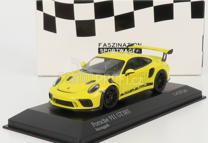 Minichamps Porsche 911 991-2 Gt3 Rs Coupe 2018 - Black Rims 1:43 Závodní Žlutá