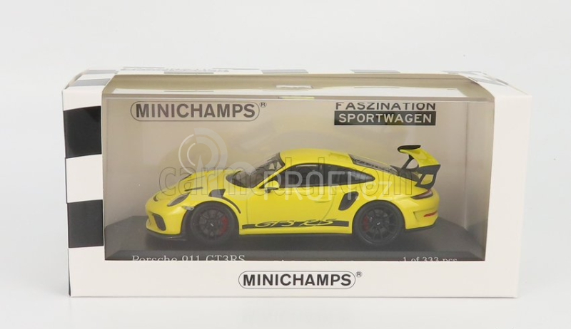 Minichamps Porsche 911 991-2 Gt3 Rs Coupe 2018 - Black Rims 1:43 Závodní Žlutá