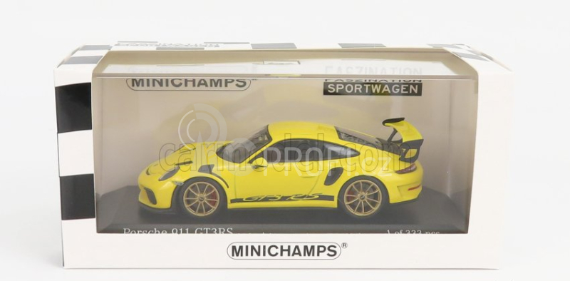 Minichamps Porsche 911 991-2 Gt3 Rs Coupe 2018 - Golden Rims 1:43 Závodní Žlutá