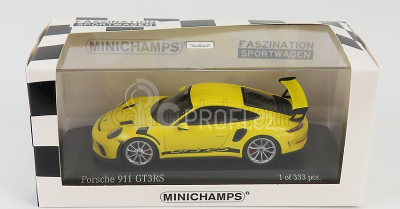 Minichamps Porsche 911 991-2 Gt3 Rs Coupe 2018 - Silver Rims 1:43 Závodní Žlutá