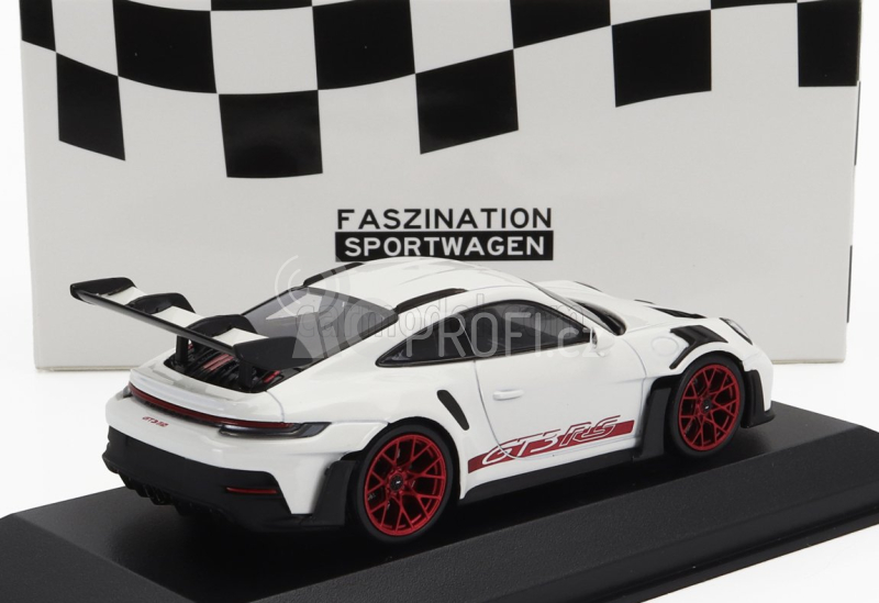 Minichamps Porsche 911 992 Gt3 Rs Coupe 2023 - Red Rims 1:43 Bílá Červená