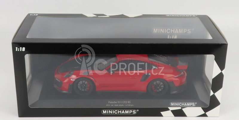 Minichamps Porsche Porsche 911 991-2 Gt2 Rs Coupe 2018 - Black Wheels 1:18 Červená Černá