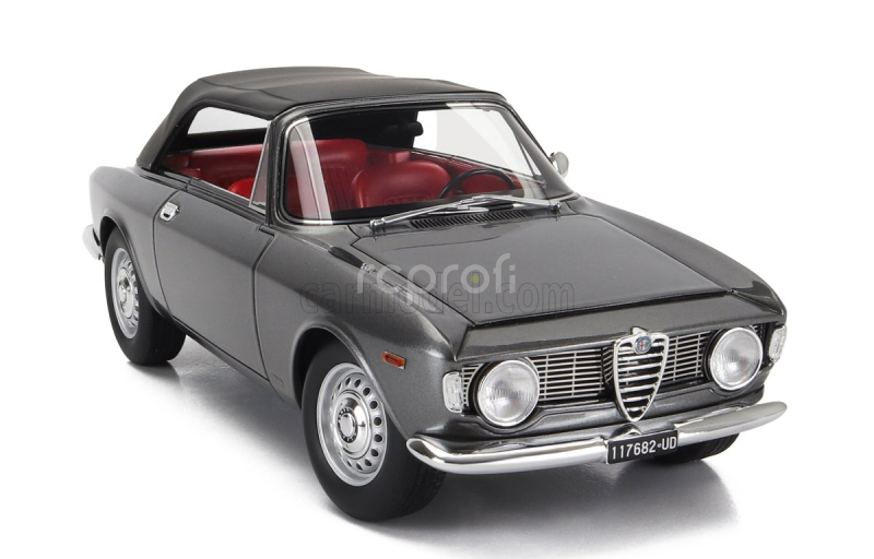 Mitica Alfa romeo Giulia 1600 Gtc Cabriolet Closed 1964 – Interior Red 1:18 Grigio Met - Šedá