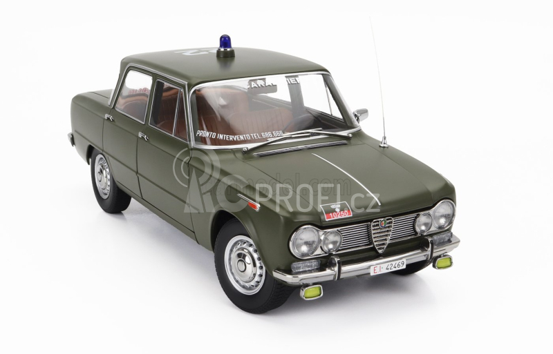 Mitica-diecast Alfa romeo Giulia 1.6 Ti Carabinieri Roma 1963 - Pronto Intervento Tel 686.666 1:18 Verde Caki Opaco - Matně Zelená