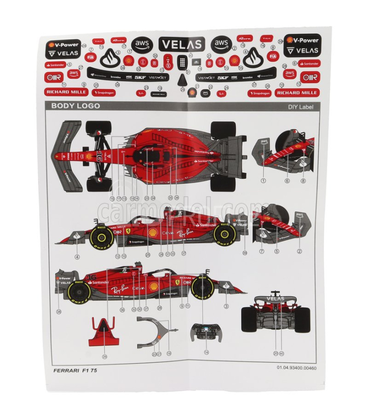 Mondomotors Ferrari F1-75 Team Scuderia Ferrari N 16 Season 2022 Charles Leclerc 1:18 Red