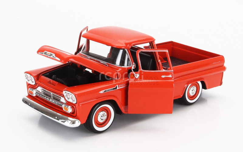 Motor-max Chevrolet Apache Pick-up With Trailer Roulotte 1958 1:24 Tmavě Oranžová