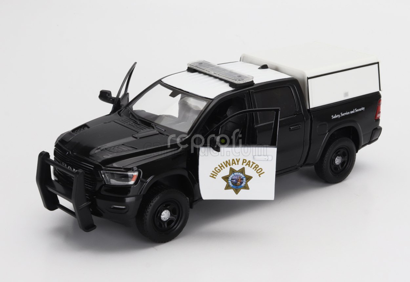 Motor-max Dodge Ram 1500 Pick-up Laramine Crew Cab California Highway Patrol Police 2019 1:27 Černá Bílá