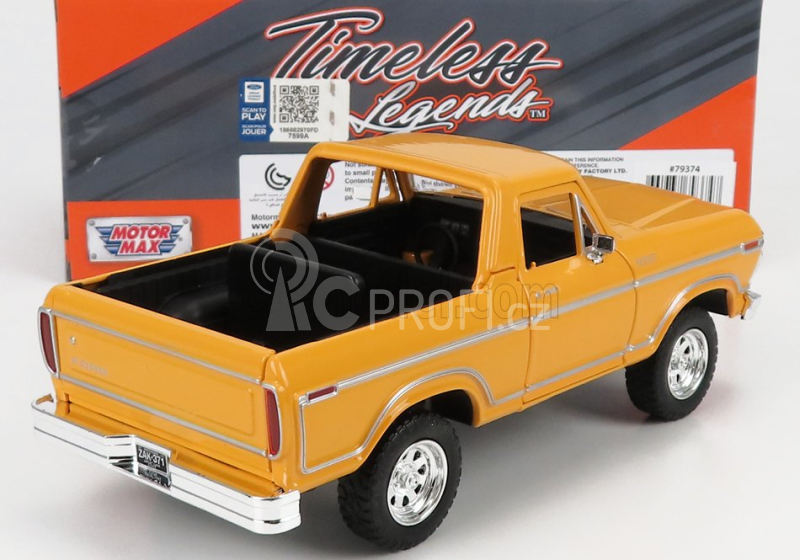 Motor-max Ford usa Bronco Hard-top Open 1978 1:24 Žlutá