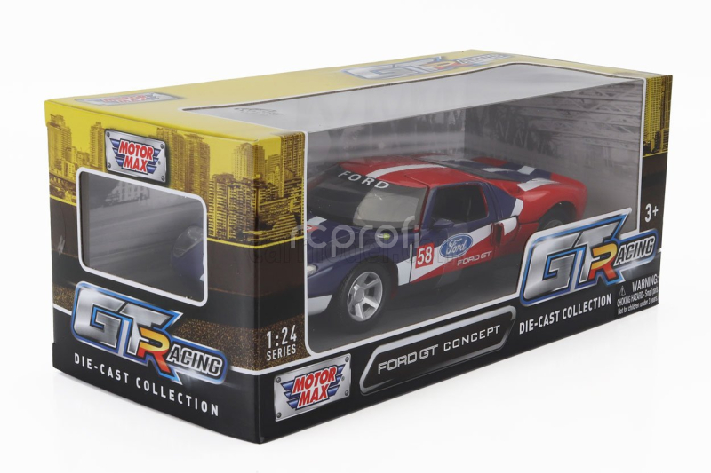 Motor-max Ford usa Gt N 58 Racing 2004 1:24 Modrá Bílá Červená