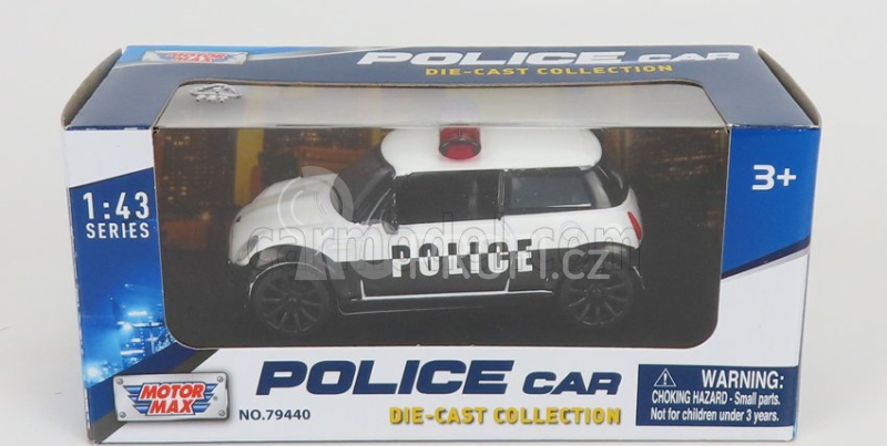 Motor-max Mini Cooper Police 2005 1:43 Bílá Černá