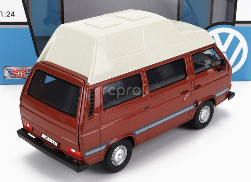 Motor-max Volkswagen T3 Camper Van High Roof 1983 1:24 Hnědá Bílá