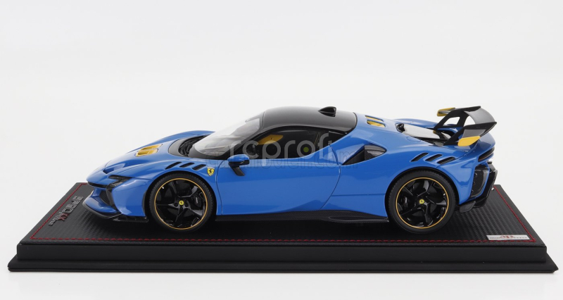 Mr-models Ferrari Sf90 Xx Stradale 2024 - Con Vetrina - With Showcase 1:18 Azzurro Dino - Modrá Žlutá Černá