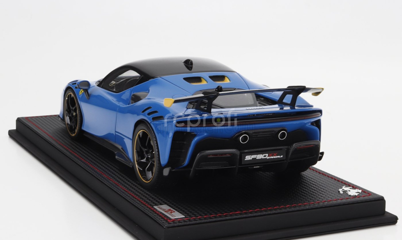 Mr-models Ferrari Sf90 Xx Stradale 2024 - Con Vetrina - With Showcase 1:18 Azzurro Dino - Modrá Žlutá Černá