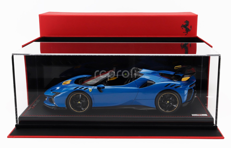 Mr-models Ferrari Sf90 Xx Stradale Spider 2024 - Con Vetrina - With Showcase 1:18 Azzurro Dino - Světle Modrá Černá Žlutá