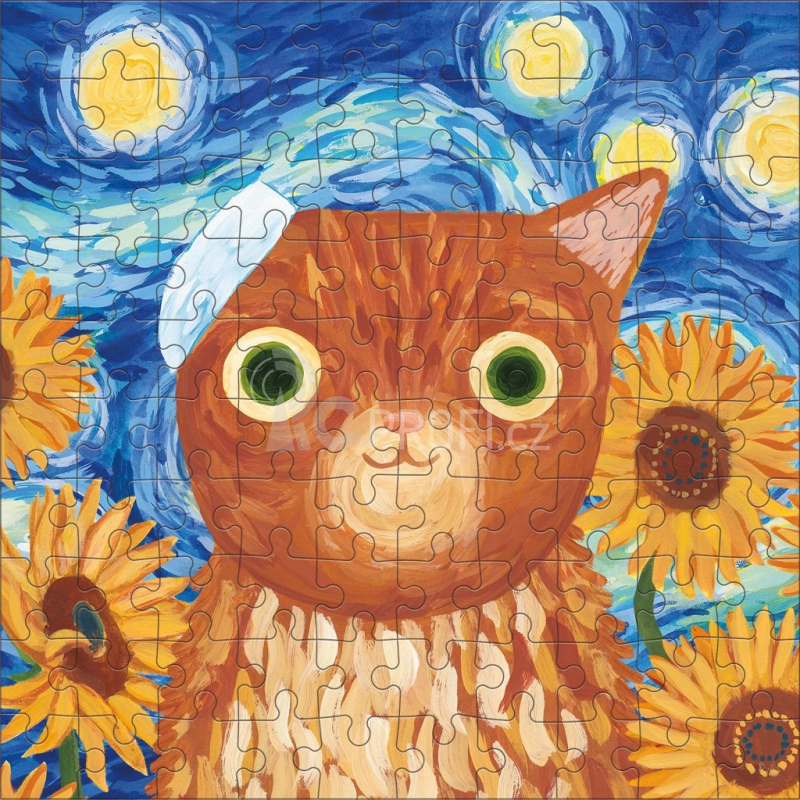 Mudpuppy Puzzle Vincat van Gogh umělecké kočky v plechovce 100 dílků