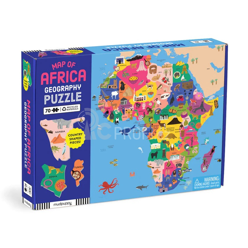 Mudpuppy Zeměpisné puzzle Mapa Afriky 70 dílků