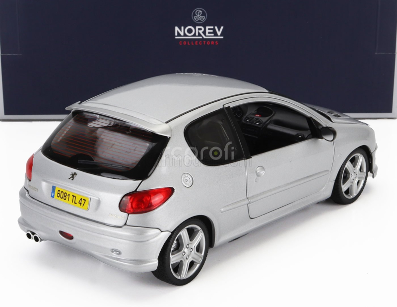 Norev Peugeot 206 Rc 2003 1:18 Hliníkové Stříbro