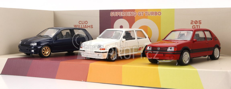 Norev Renault Set 3x Jet-car Clio Williams 1993 - R5 Supercinque Gt Turbo 1988 - Peugot 205 Gti 1.6 1984 1:43 Různé