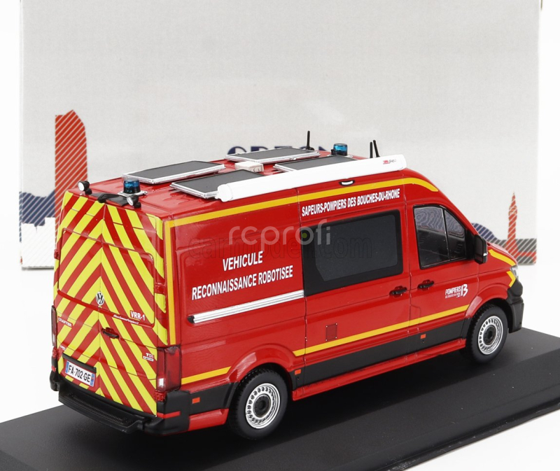 Odeon Volkswagen Krafter L2h2 Van Lanery Vrr Sdis 13 Gard Vehicule Reconnaissance Robotisee Bouches Du Rhone Sapeurs Pompiers 2020 1:43 Červená Žlutá