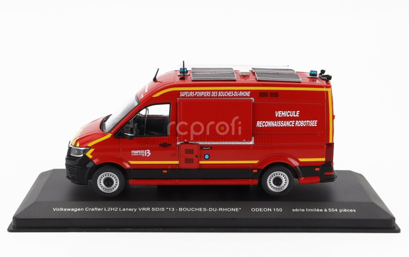 Odeon Volkswagen Krafter L2h2 Van Lanery Vrr Sdis 13 Gard Vehicule Reconnaissance Robotisee Bouches Du Rhone Sapeurs Pompiers 2020 1:43 Červená Žlutá