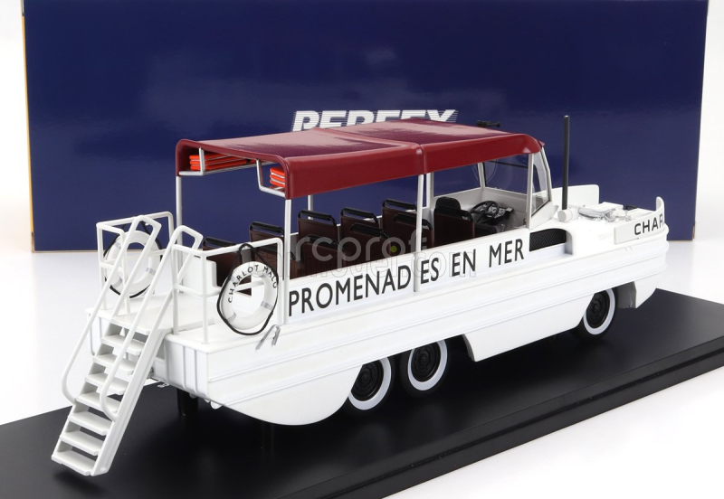 Perfex GMC Dukw Cckw 353 Charlot Truck Boat Promenades En Mer Anfibio Gommato 3-assi 1965 1:43 Bílá Červená