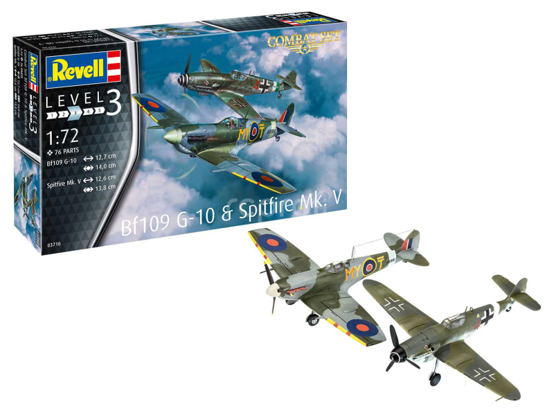 Plastic Modelkit letadla 03710 - Bf109G-10 & Spitfire Mk.V (1:72)