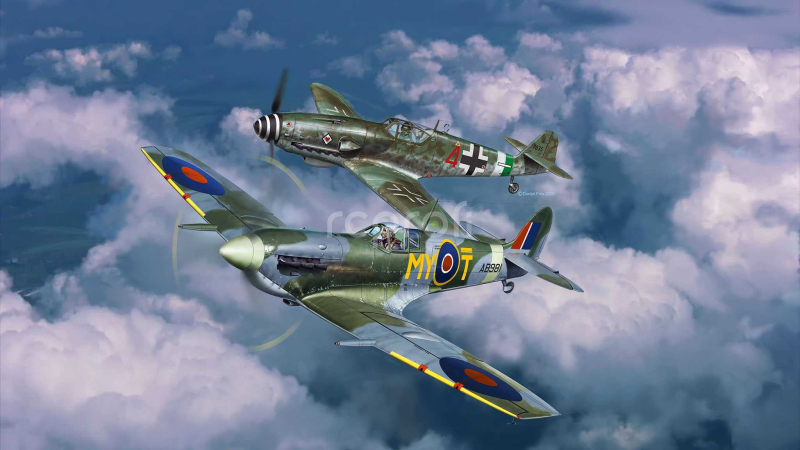 Plastic Modelkit letadla 03710 - Bf109G-10 & Spitfire Mk.V (1:72)