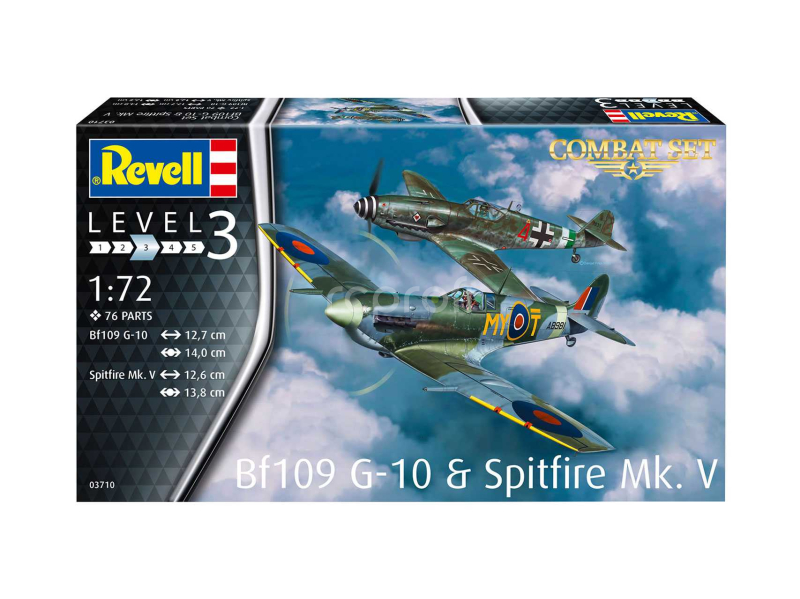 Plastic Modelkit letadla 03710 - Bf109G-10 & Spitfire Mk.V (1:72)