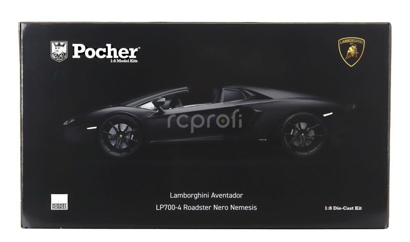 Pocher Lamborghini Aventador Lp700-4 Roadster 2013 1:8 Nero Nemesis - Matná Černá