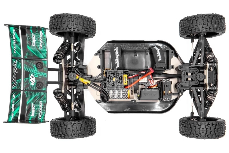 RC auto Buggy Spirit NXT EVO2 brushless RTR 4WD, tyrkysová