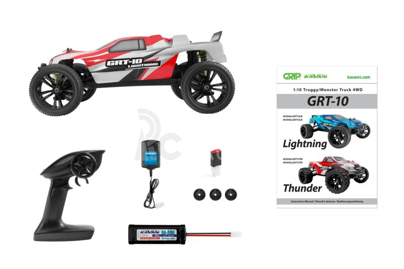 RC auto KAVAN GRT-10 Lightning 2,4 GHz 4WD Truggy 1:10, červená