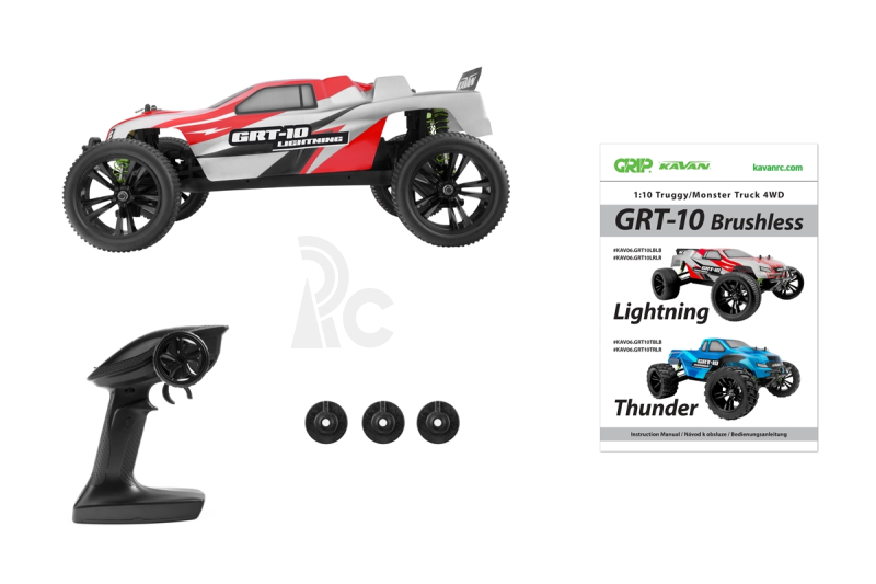 RC auto KAVAN GRT-10 Lightning Brushless 2,4 GHz 4WD Truggy 1:10, červená