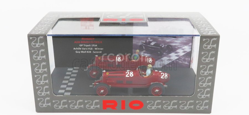 Rio-models Alfa romeo F1  2x P3 Scuderia Ferrari N 18 Winner Tripoli Gp 1934 Varzi + P3 N 28 2nd Tripoli Gp 1934 Moll 1:43 Red