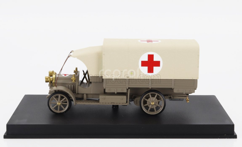 Rio-models Fiat 18bl Truck Telonato Ambulanza C.r.i. 1915 - 160th Anniversario Croce Rossa Italiana 1:43 Vojenská Zelená