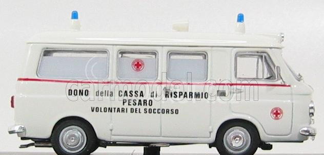 Rio-models Fiat 238 Van Ambulanza - Ambulance - Dono Della Cassa Di Risparmio Pesaro Volontari Del Soccorso 1:43 Bílá