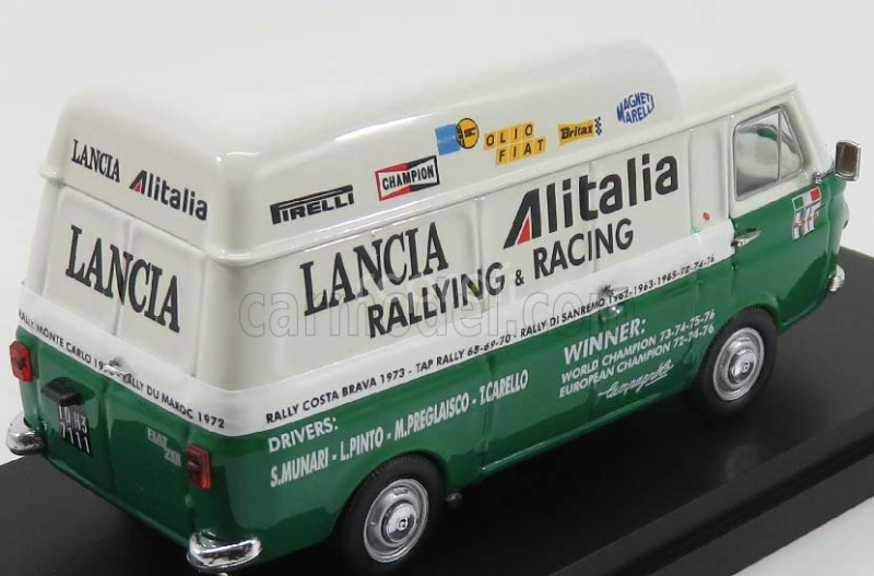 Rio-models Fiat 238 Van Tetto Alto Assistenza Lancia Corse Rally Racing 1975 1:43 Bílá Zelená