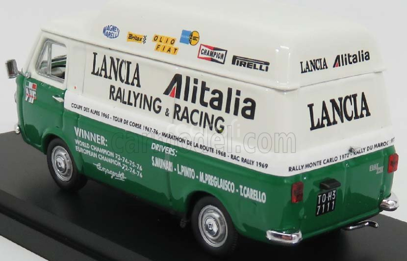 Rio-models Fiat 238 Van Tetto Alto Assistenza Lancia Corse Rally Racing 1975 1:43 Bílá Zelená