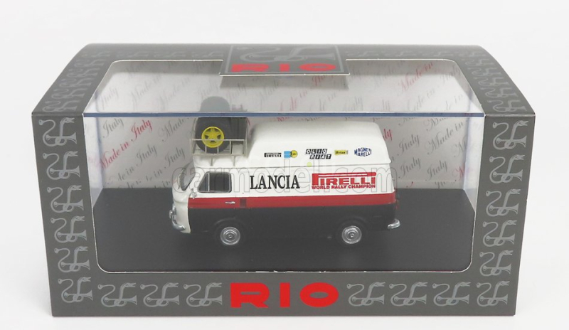 Rio-models Fiat 238 Van Tetto Alto Con Portapacchi - High Roof With Rack - Assistenza Rally Lancia 1973 1:43 Bílá Červená Černá