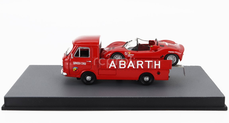 Rio-models Fiat 241 Assistenza Abarth Corse Car Transporter 1970 With Fiat Abarth 1000sp Spider 1:43 Red