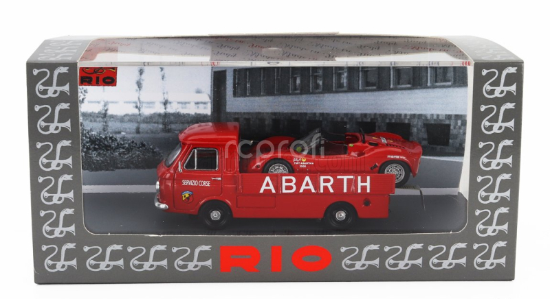 Rio-models Fiat 241 Assistenza Abarth Corse Car Transporter 1970 With Fiat Abarth 1000sp Spider 1:43 Red