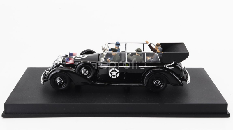 Rio-models Mercedes benz Now With 5 Figures - 770k Open - After Won War Hitler's Car With American Senators - Dachau Germany 25 May 1945 - L'auto Di Hitler Requisita Ed Utilizzata Dai Senatori Americani A Guerra Appena Vinta - Dachau Germania 25 Maggio 1945 1:43 Black