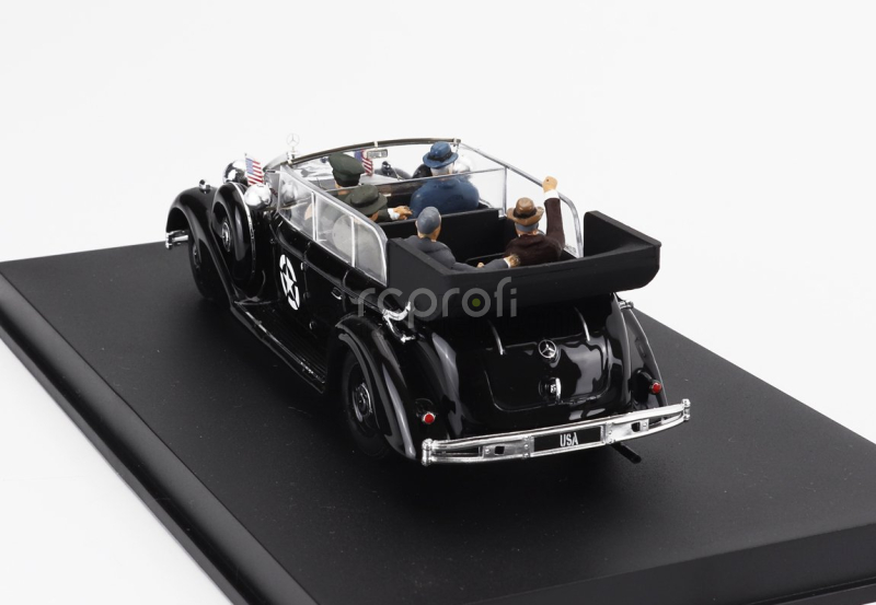 Rio-models Mercedes benz Now With 5 Figures - 770k Open - After Won War Hitler's Car With American Senators - Dachau Germany 25 May 1945 - L'auto Di Hitler Requisita Ed Utilizzata Dai Senatori Americani A Guerra Appena Vinta - Dachau Germania 25 Maggio 1945 1:43 Black