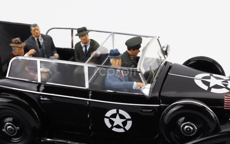 Rio-models Mercedes benz Now With 5 Figures - 770k Open - After Won War Hitler's Car With American Senators - Dachau Germany 25 May 1945 - L'auto Di Hitler Requisita Ed Utilizzata Dai Senatori Americani A Guerra Appena Vinta - Dachau Germania 25 Maggio 1945 1:43 Black