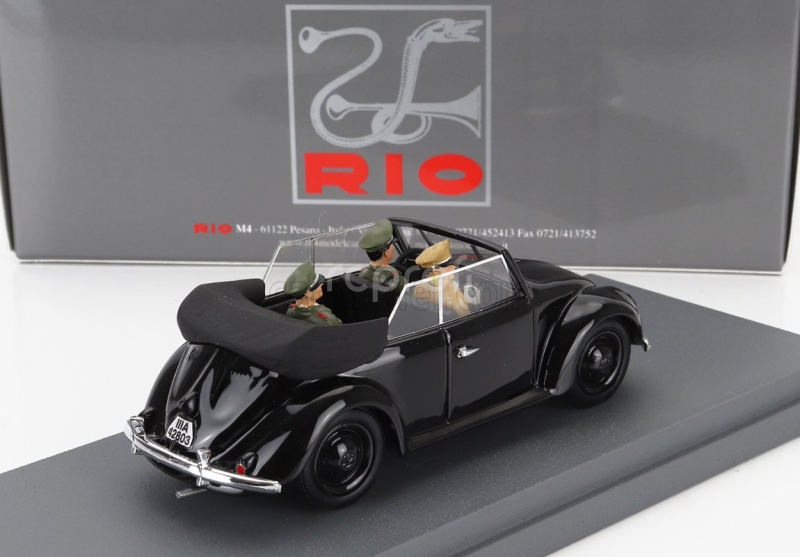 Rio-models Volkswagen Beetle Maggiolino Kafer Cabriolet Open With Hitler Himmler And Driver Figures 1939 1:43 Black